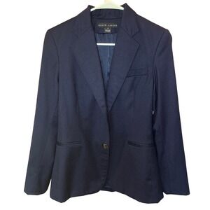 Ralph Lauren Black Label Woman's Navy Blue Blazer Size 8 Wool Jacket Made in USA